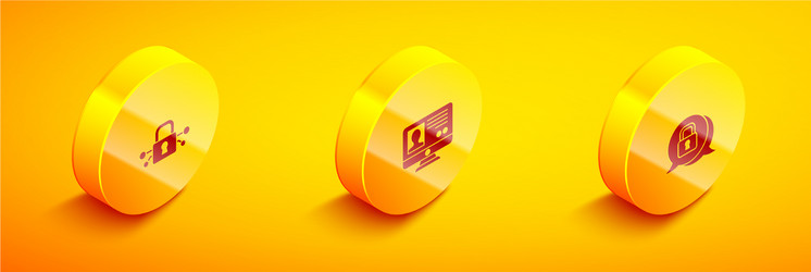 Set isometric cyber security create account vector