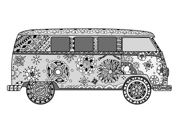 van in tangle patterns style vector image