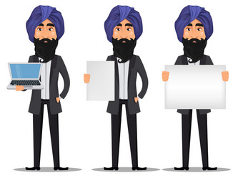 Indian business man cartoon set vector