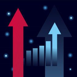 bars chart with increse arrow gradient style icon vector image