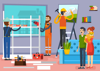 Construction workers team Royalty Free Vector Image