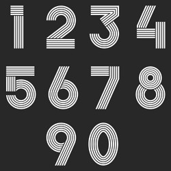 Parallel Number Set - Thin Lines vector image