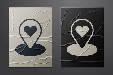 White map pointer with heart icon isolated vector