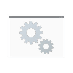 mockup of computer program window with gears vector image