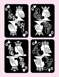 Poker cards queen set vector