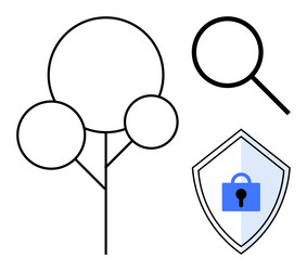 secure data search and tree diagram analysis vector image