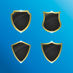 Set of shield with dots texture and golden frame vector