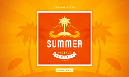 Summer sale banner online shopping on beach vector