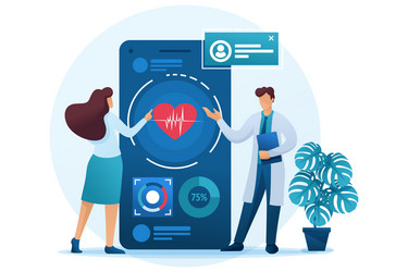 using app to maintain health flat 2d vector image