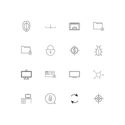 Internet security linear thin icons set outlined vector