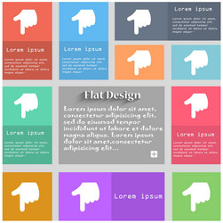 Pointing hand icon sign set of multicolored vector