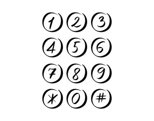 scribble numbers in circle hand drawn font vector image