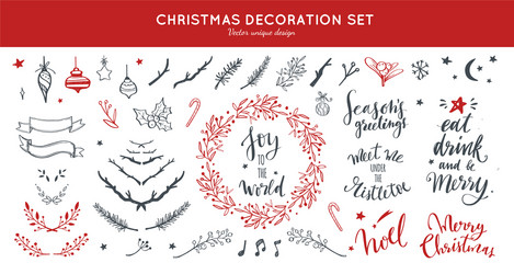Christmas Hand Drawn Festive Set Vector Image