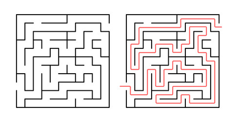 Kids Maze Puzzle Game with Solution vector image