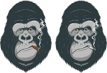 Monkey smoke collection retro Royalty Free Vector Image