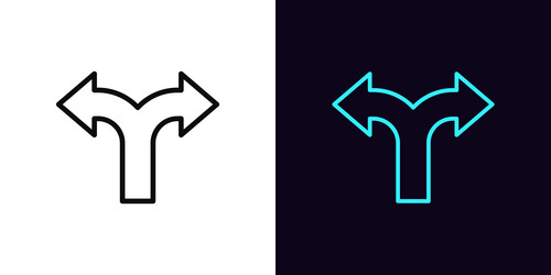 outline fork arrow icon with editable stroke vector image