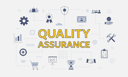 Qa quality assurance concept with icon set vector