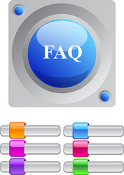 Faq color round button vector