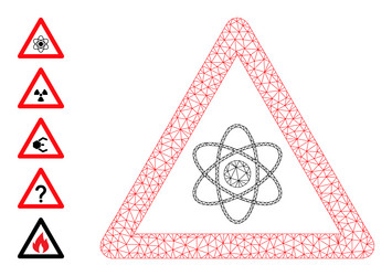 mesh network atom warning icon vector image