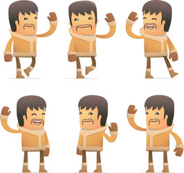 Set of eskimo character in different poses vector