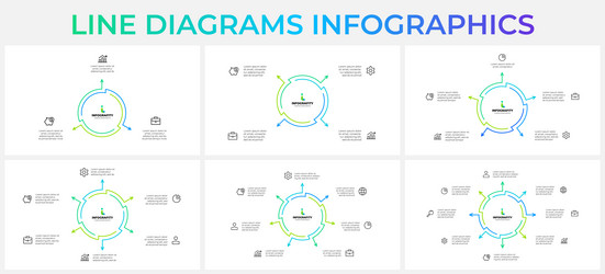 set of infographic outline cycle diagrams with 3 vector image