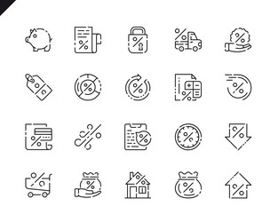 simple set loan line icons for website and mobile vector image