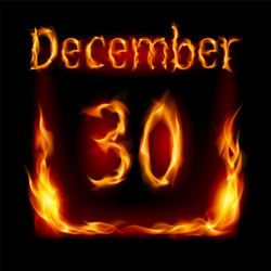 Thirtieth december in calendar of fire icon vector