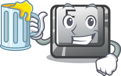 with juice button f installed on cartoon computer vector image