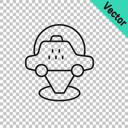 Black line map pointer with taxi car icon isolated vector