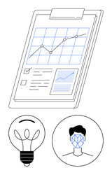 data analysis report with growth graph facial vector image