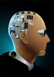 man in black with hi tech implants vector image