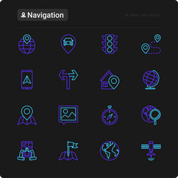 Navigation and direction thin line icons set vector