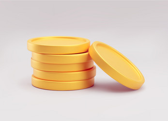 Stack of golden blank coins 3d rendering gold vector