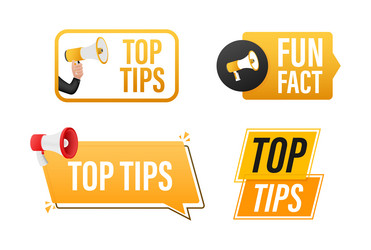 top tips text with megaphone label set vector image