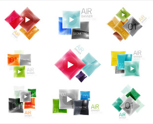 collection of colorful square web boxes vector