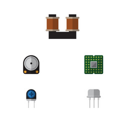 flat icon device set of unit coil copper vector image