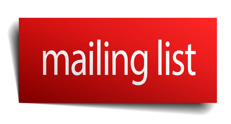 mailing list red square isolated paper sign vector image