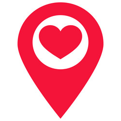 red map pointer with heart icon location pin vector image