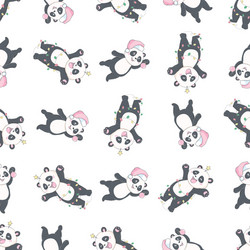 Seamless pattern with the image of a cute panda vector