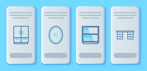 set line mirror library bookshelf wardrobe vector image
