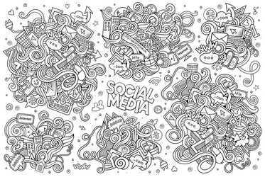 sketchy hand drawn doodle cartoon set vector