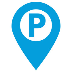 blue map pointer with parking sign location mark vector image
