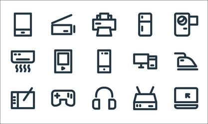 electronics line icons linear set quality vector image
