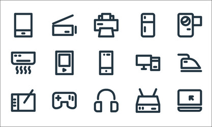 electronics line icons linear set quality vector