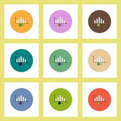 flat icons set of column chart concept on colorful vector image