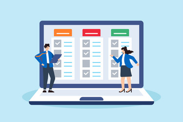 flat of task management team finish project vector image