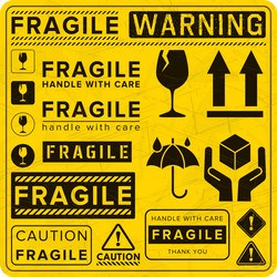 fragile handle with care packaging symbol use vector image