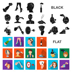 Manipulation by hands flat icons in set collection vector