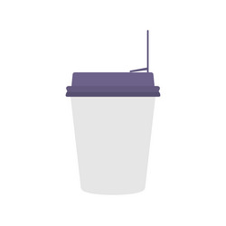 Paper cup outline icon on white background Vector Image