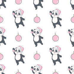 Seamless pattern with the image of a cute panda vector